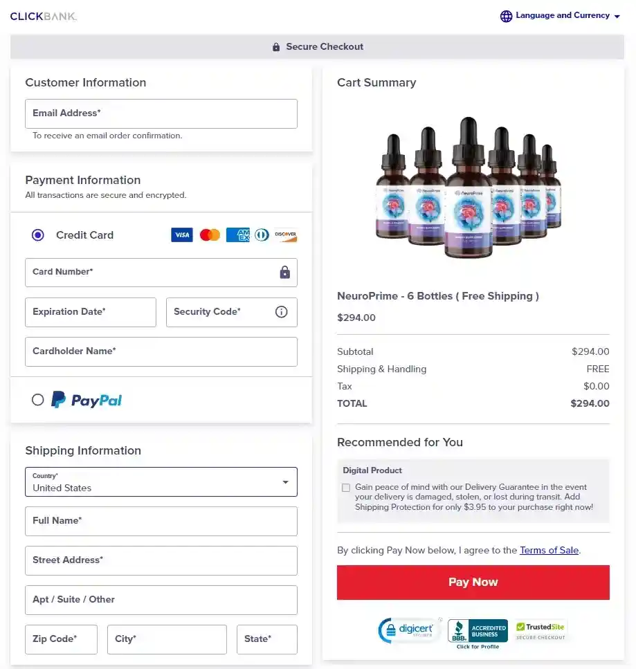 NeuroPrime Official Website Secure Order Page